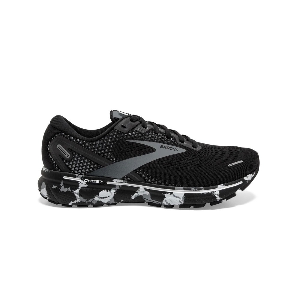 Brooks Ghost 14 Mens Running Shoes Size 11.5 Black Grey Marbled Comfort